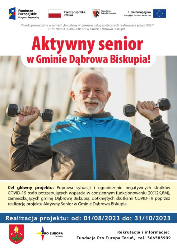 Plakat promujący projekt "Aktywny Senior w Gminie Dąbrowa Biskupia"