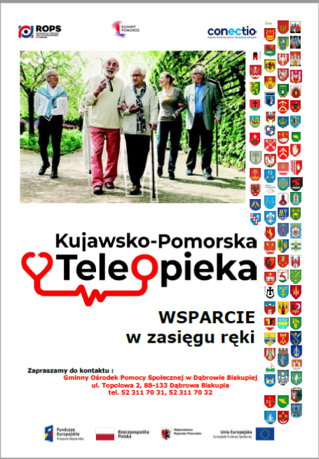 Plakat - zapraszamy do kontaktu GOPS, ul. Topolowa 2, Dąbrowa Biskupia, tel. 52 311 70 31
