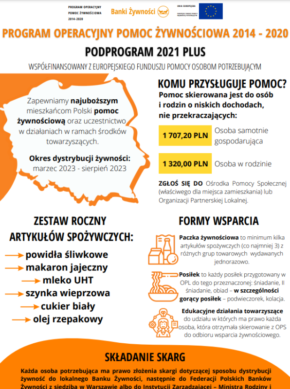 Plakat informacyjny POPŻ